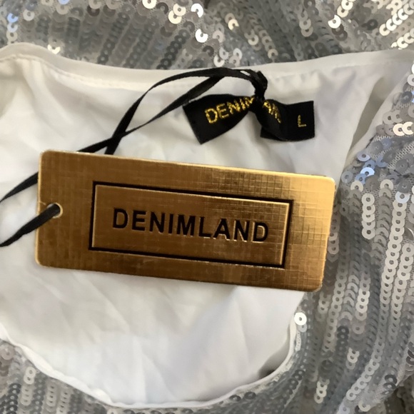 Dreamland Silver Sequin Mini Dress with Black Text NWT - Picture 7 of 7